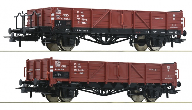 Set of 2 gondola cars type El<br /><a href='images/pictures/Roco/Roco-76281.jpg' target='_blank'>Full size image</a>
